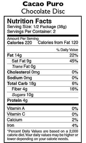 Organic, non-GMO, Kosher label on Taza Mexicano discs.