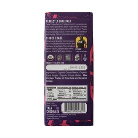 Organic, non-GMO labels on Taza packaging signify dietary transparency.