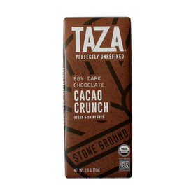 Taza Stone-ground chocolate texture highlights gritty bite.