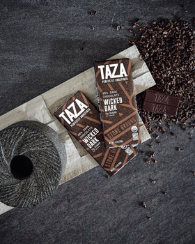 Taza Wicked Dark 95% ginger bar with zesty bite.