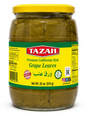 TAZAH California-style grape leaves in a jar for dolma preparation