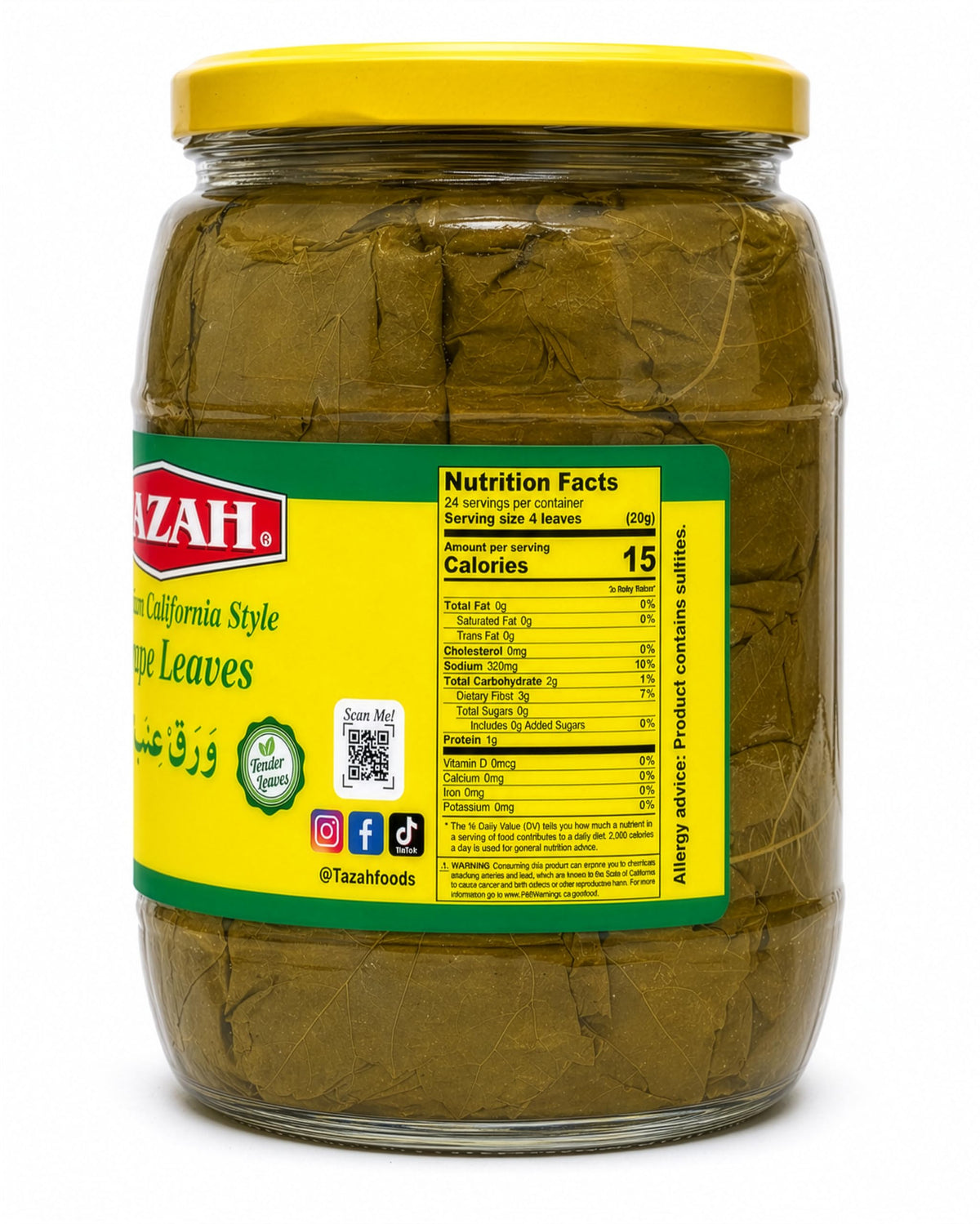 TAZAH glass jar front view highlighting 32 oz packaging