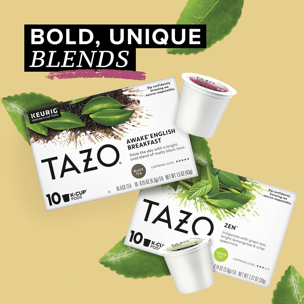 TAZO Black Tea K-Cup box ready for quick morning brew.