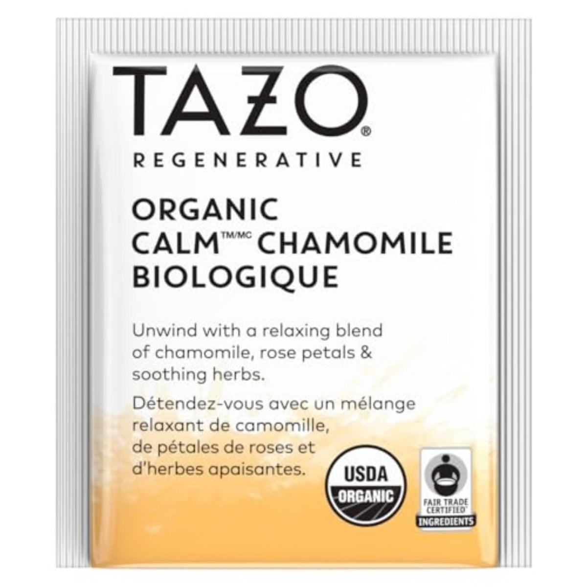 TAZO Calm Chamomile box shows six-pack packaging for easy stocking