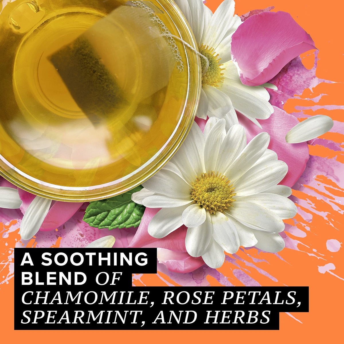 Evening moment with TAZO Calm Chamomile tea for relaxation.