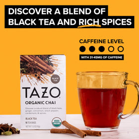 TAZO mug with steam, ideal for cozy afternoon ritual.