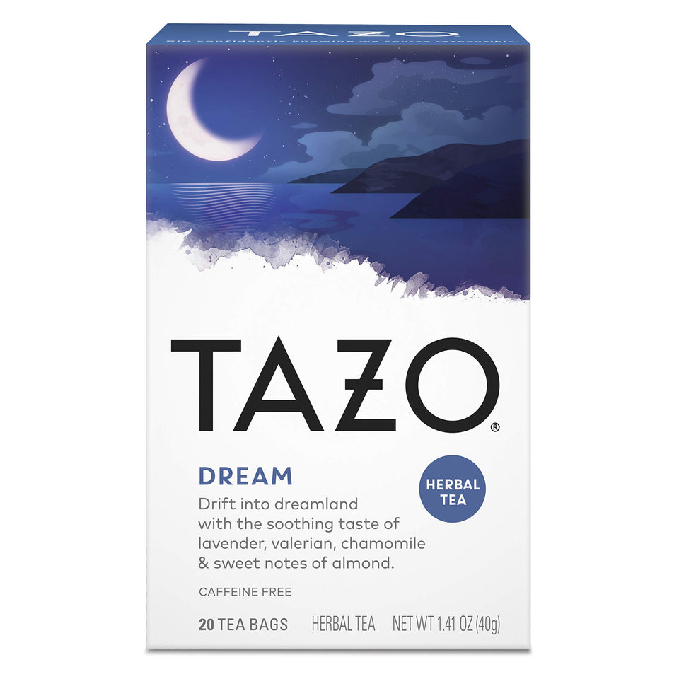 TAZO Dream Herbal Tea Bags soothe evenings with a calming aroma and comforting flavor.