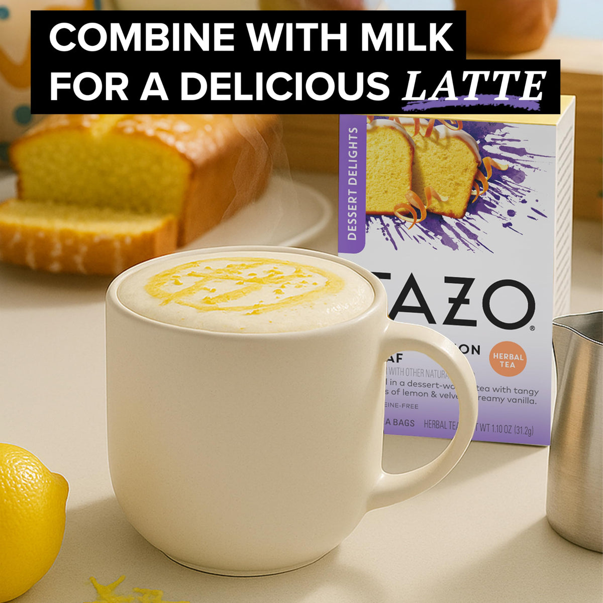 TAZO Glazed Lemon Loaf tea bags in a tidy box
