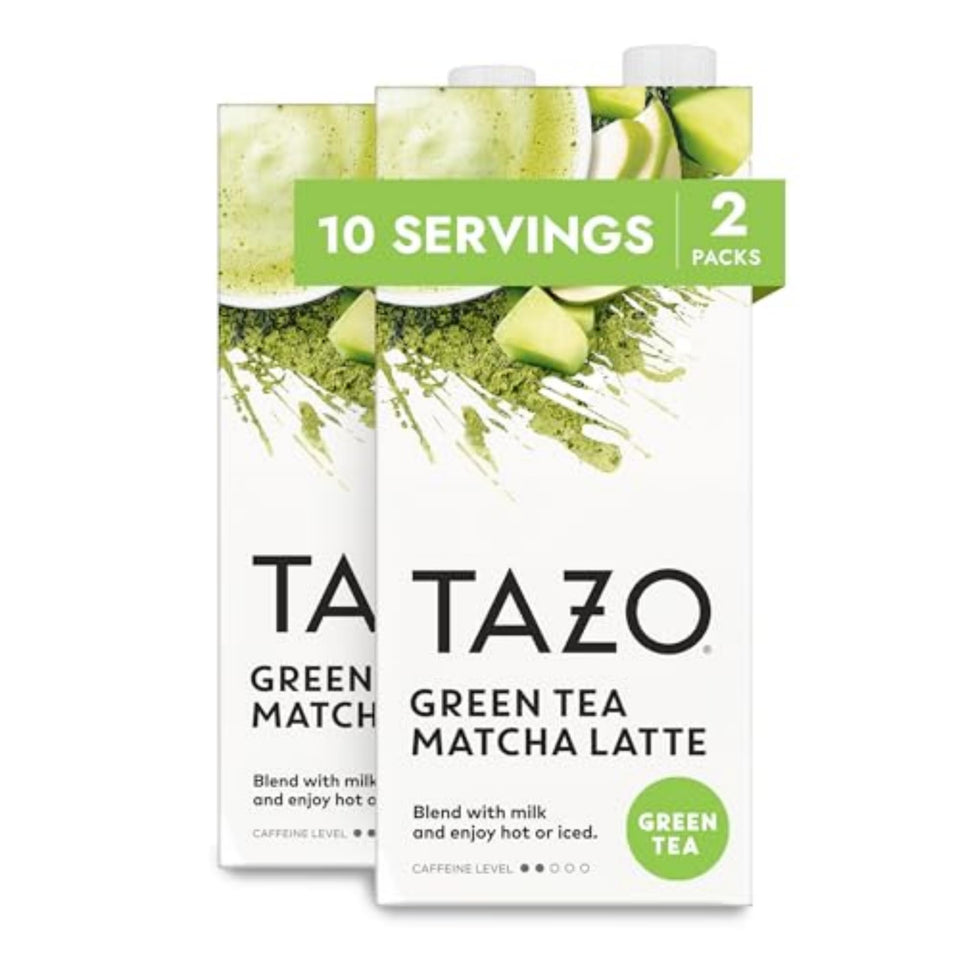 TAZO Green Tea Matcha Latte concentrate bottle pour, quick latte base.