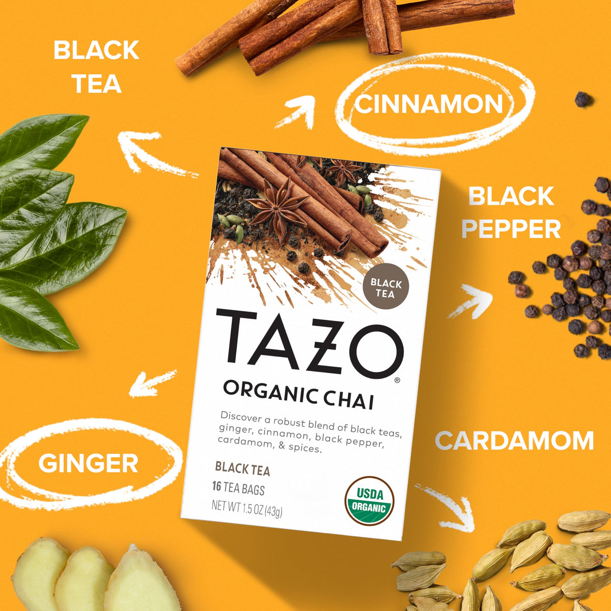 Brewing TAZO chai tea in a cup with a rich, warming aroma.
