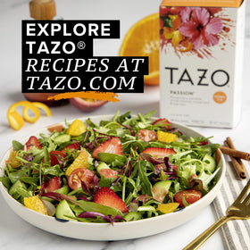 TAZO Passion Tea with fruit garnish enhances serving suggestions
