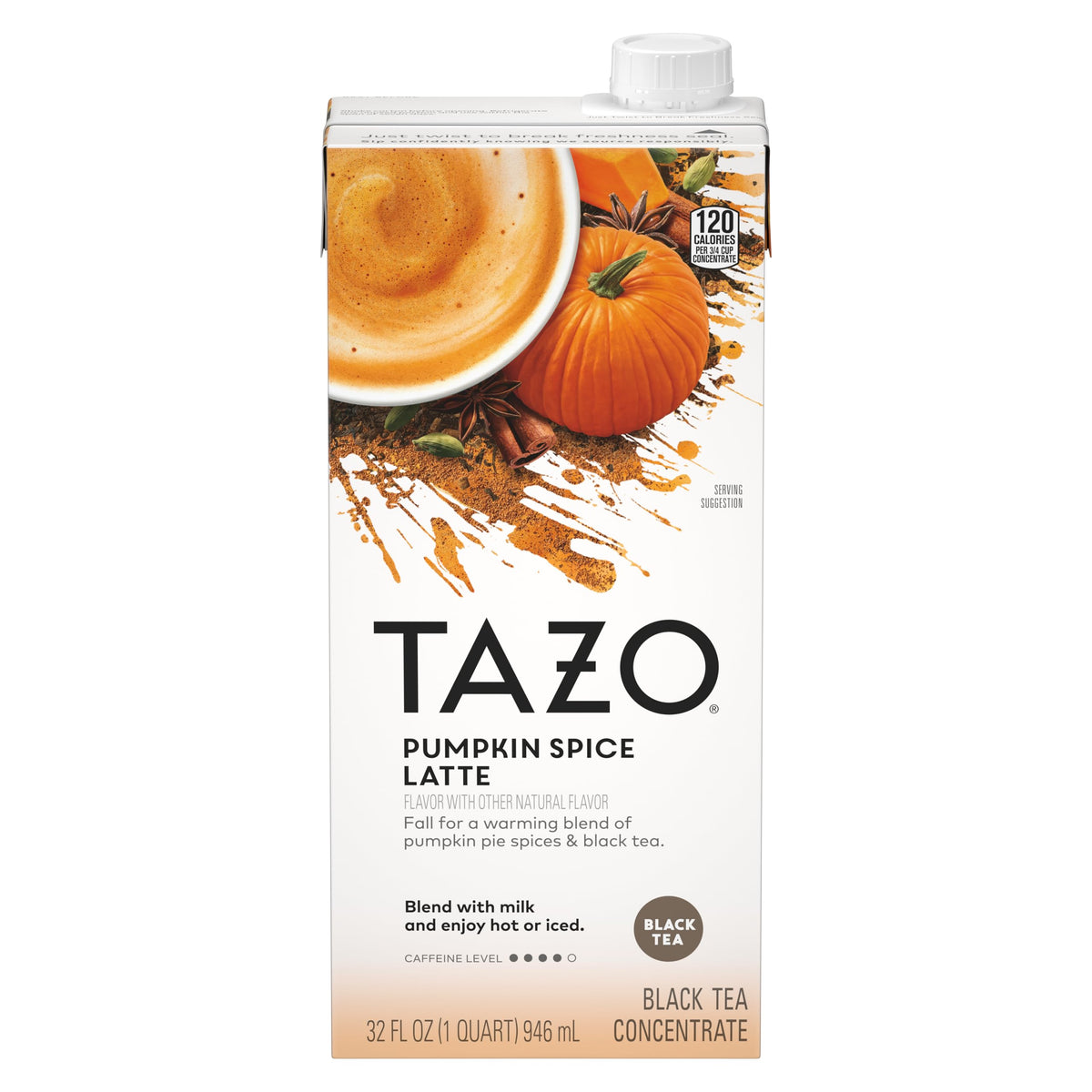 TAZO latte concentrate with milk creates cozy, café-worthy lattes.