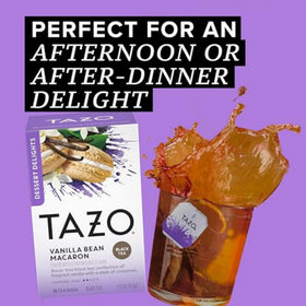 Cafe-style mug with TAZO Vanilla Bean Macaron tea at home