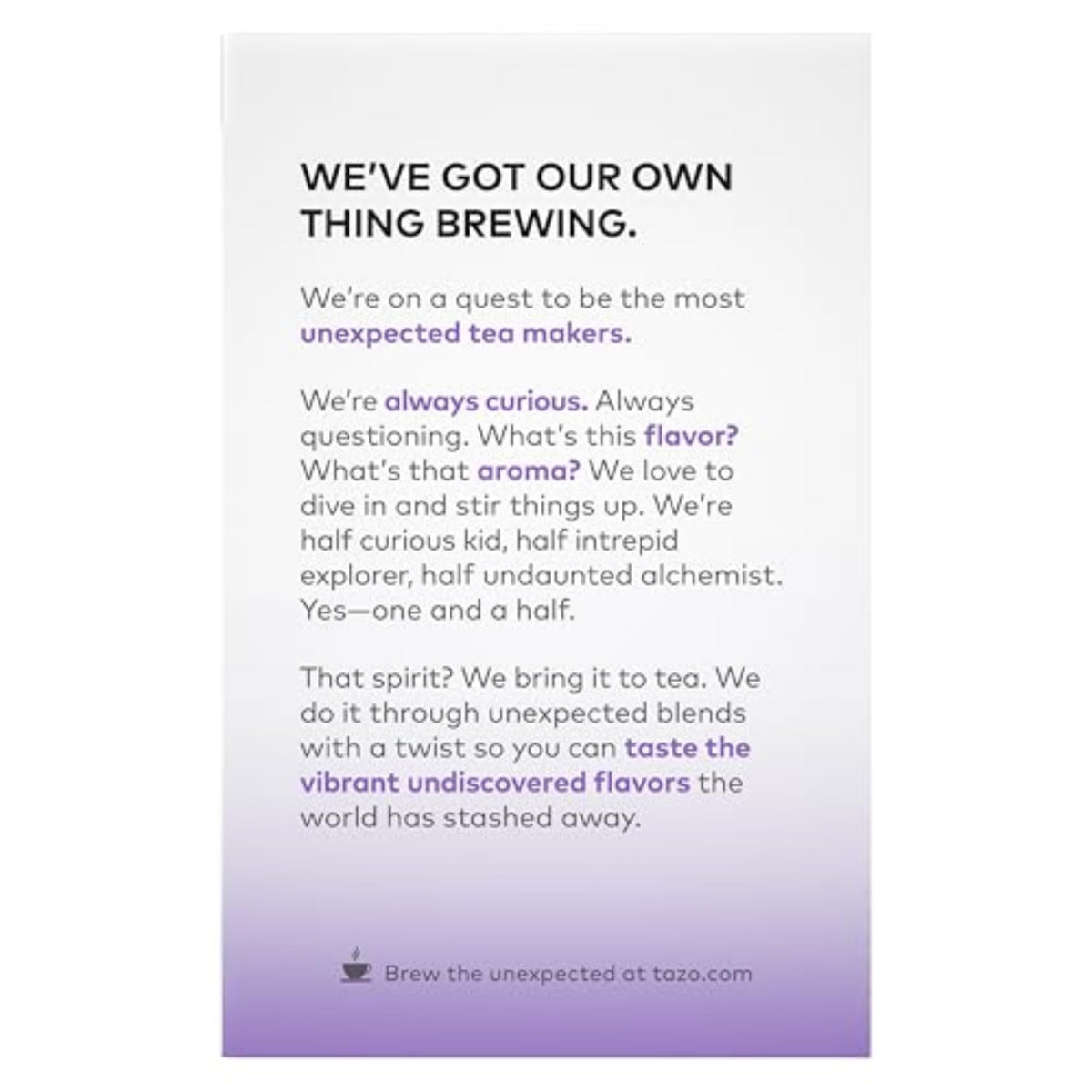 TAZO Vanilla Bean Macaron packaging box highlighting 15 bags per box