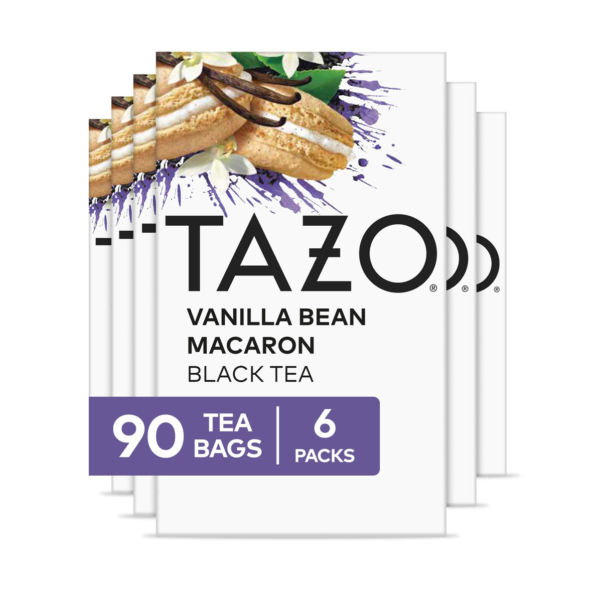 TAZO Vanilla Bean Macaron tea bags ready for fragrant vanilla and cinnamon aroma