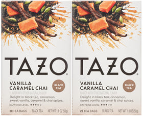 TAZO Vanilla Caramel Chai tea bags ready for a comforting morning ritual