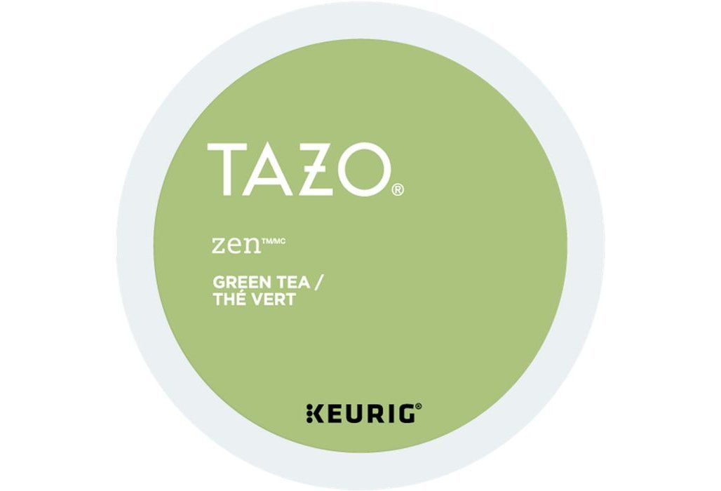 TAZO Zen Green Tea K-Cups brew closeup for easy preparation.
