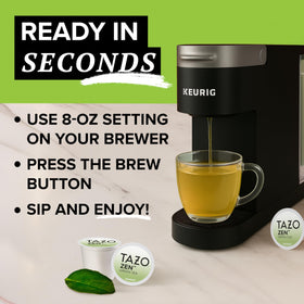 Lemongrass and mint notes with TAZO Zen Green Tea K-Cups