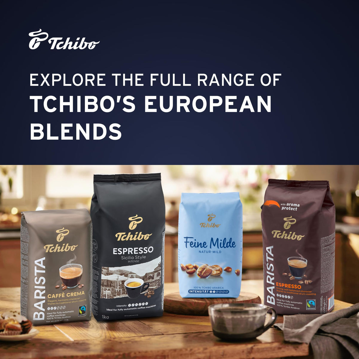 Tchibo Exclusive coffee is ideal for home or office brewing and quick enjoyment.