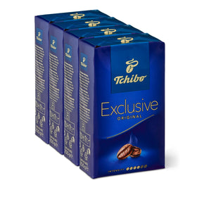 Tchibo Exclusive coffee grounds in a vacuum pack preserve aroma for a fresher morning cup.