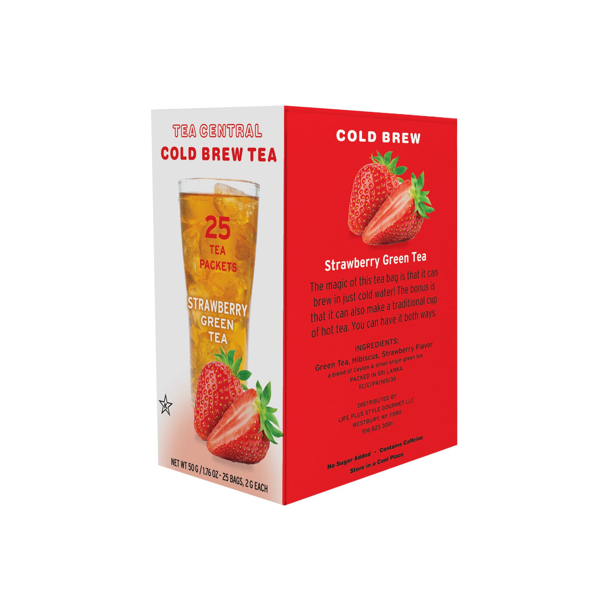 Tea Central Strawberry Green Iced Tea brew showcasing natural strawberry flavor and refreshment.
