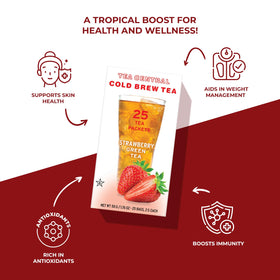 Tea Central Strawberry Green Iced Tea tea bags ready for easy, flavorful infusion.