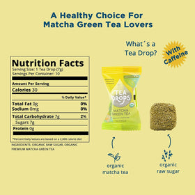 Tea Drops Matcha Green Organic 10-count box ready for on-the-go mornings.