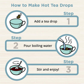 Tea Drops Matcha Green Organic dissolving in cold water for iced tea.