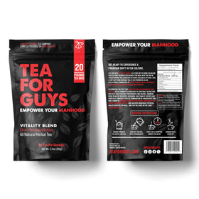 Tea For Guys Vitality Blend steeped cup supporting daily vitality.