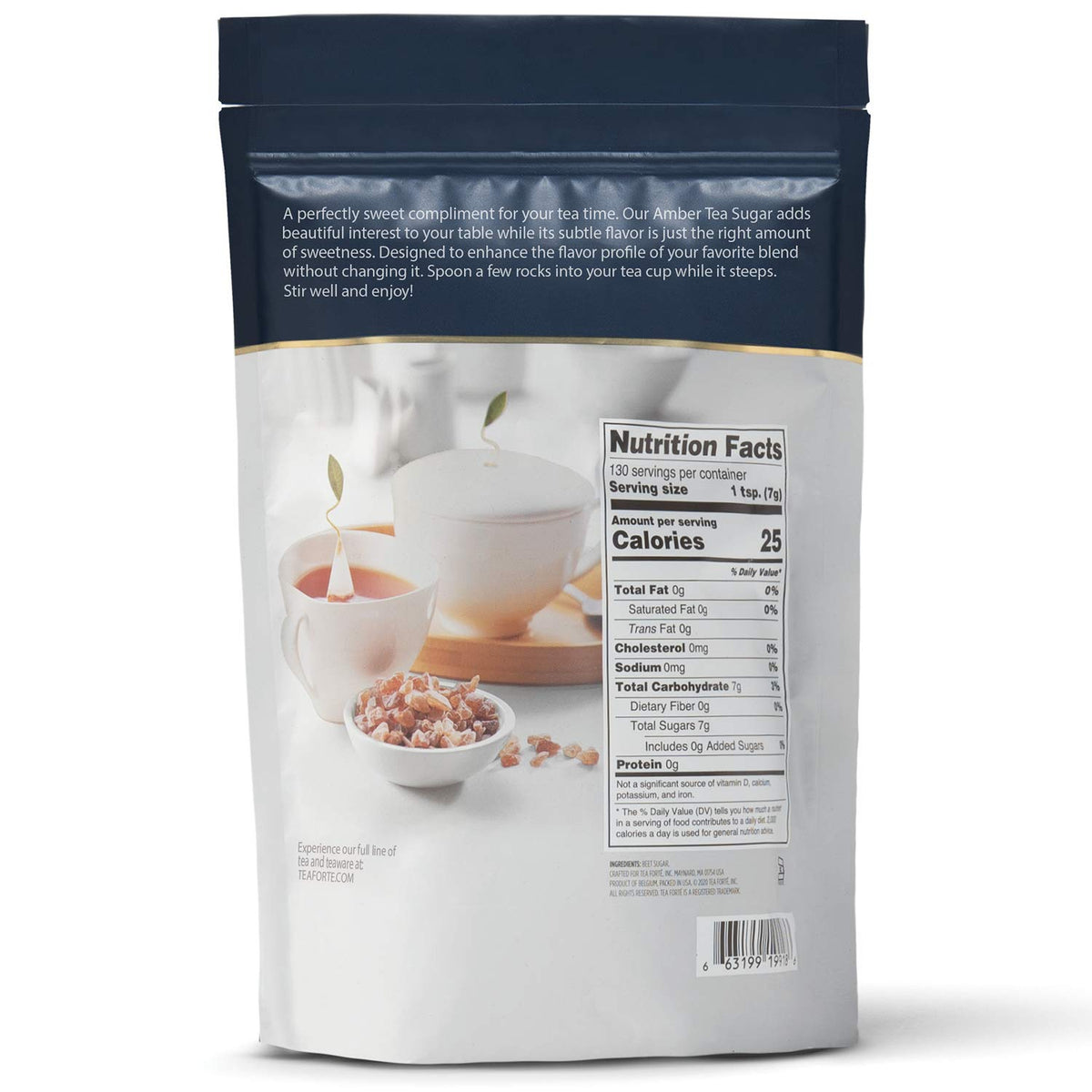 Tea Forte beet sugar crystals with amber color, ideal for stirring into tea