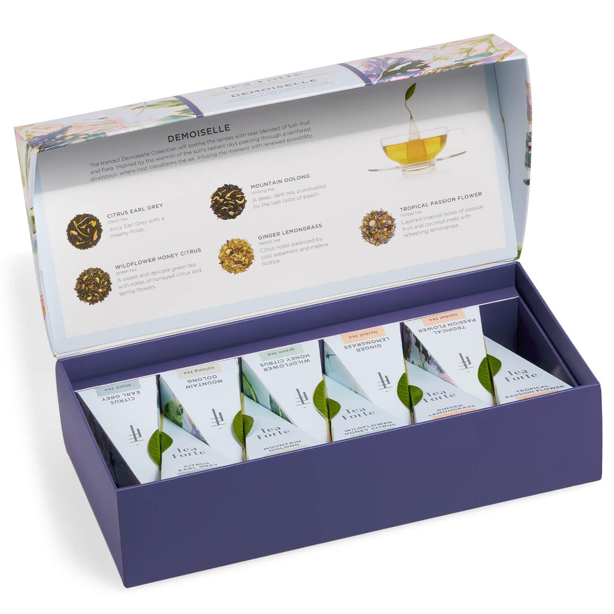 Tea Forte Demoiselle box interior showing elegant packaging