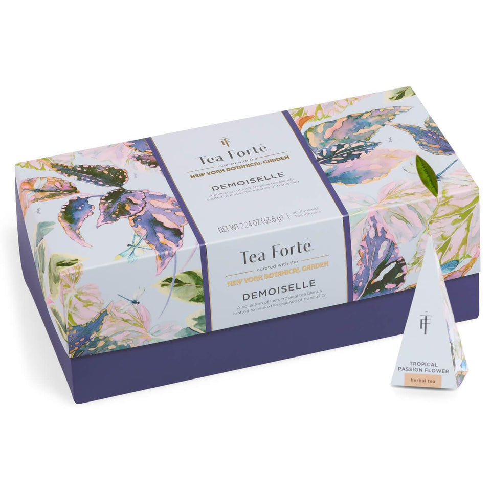 Tea Forte Demoiselle Collection gift box front view, ideal for gifting