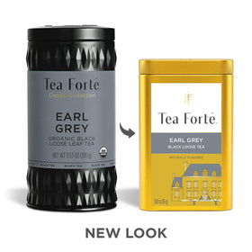 Tea Forte Earl Grey loose tea in infuser basket delivers consistent steeping and full aroma.