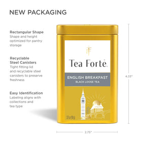 Tea Forte packaging design emphasizing modern elegance