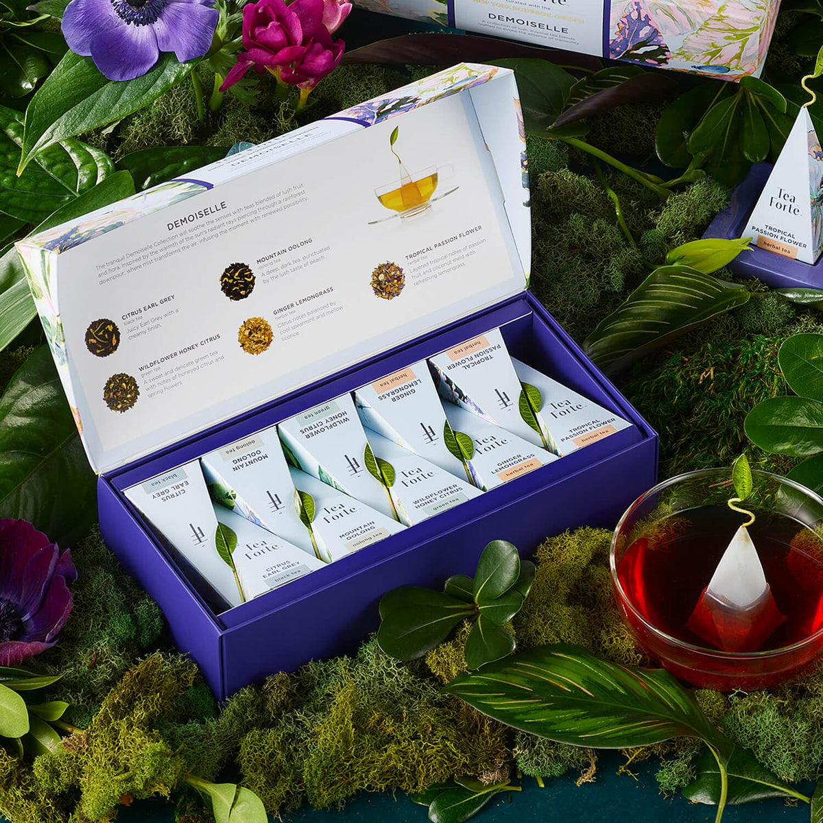 Tea Forte gift set with assorted pyramid bags in tray, perfect gift