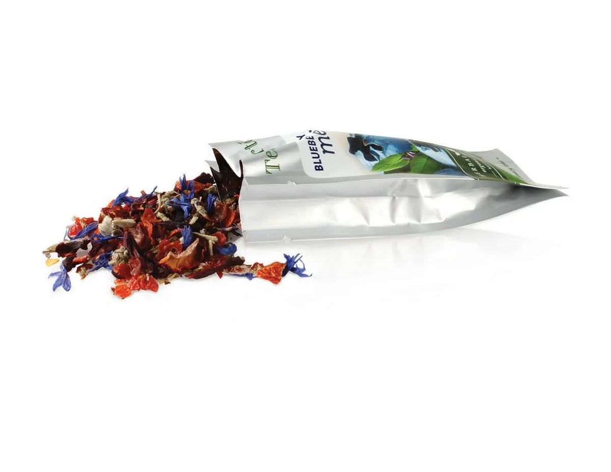 Tea Forte packaging close-up signals premium design and quality.