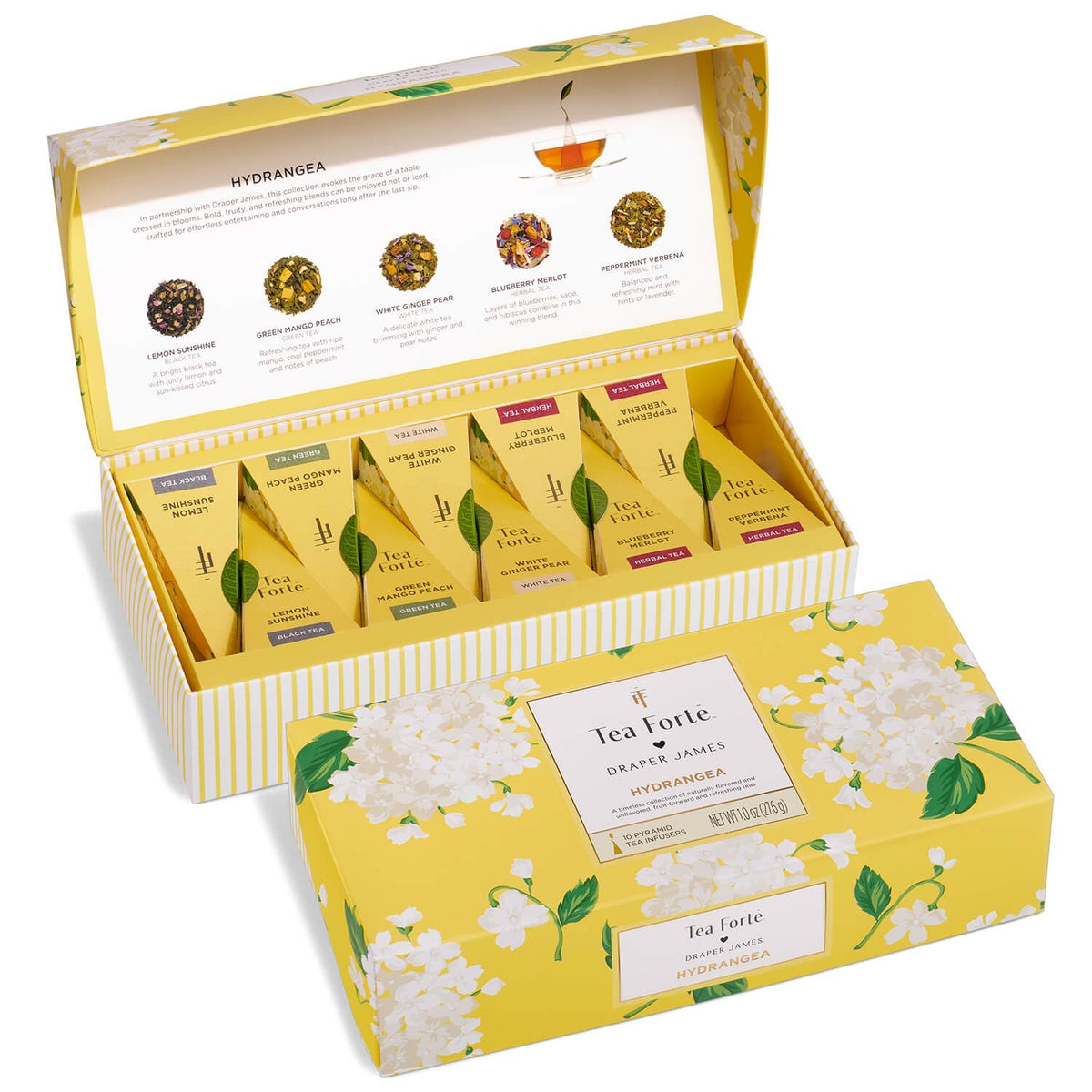 Tea Forte Hydrangea petite presentation box, ideal for gifting.