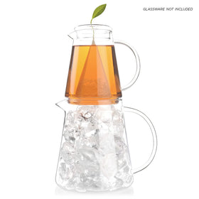 Tea Forte iced tea pitcher set demonstrating convenient flash-chill brewing