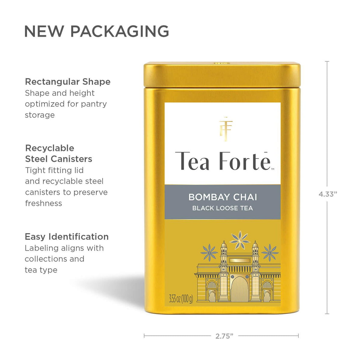 Tea Forte loose tea canister interior showing organized storage and freshness