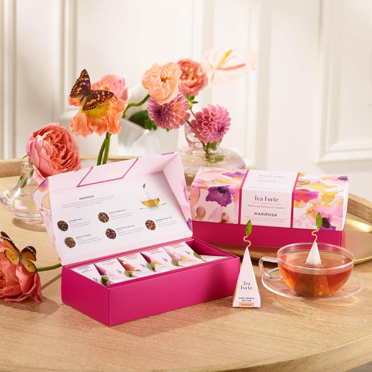 Tea Forte Mariposa luxurious gift packaging perfect for special occasions.