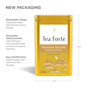 Tea Forte Mountain Oolong marigold flowers accent the blend's visual appeal
