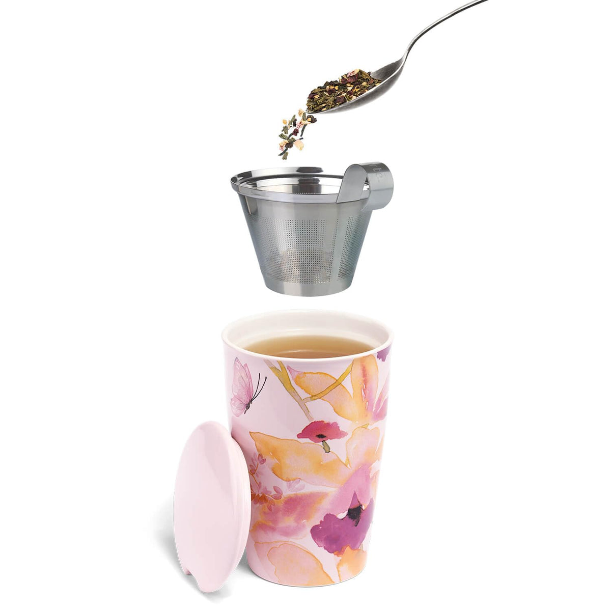 Tea Forte Mountain Oolong tea leaves set with infuser suggests easy home steeping