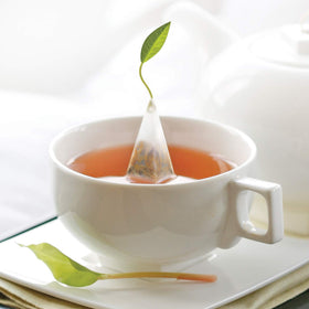 Tea Forte pyramid infuser bags prepared for a full, flavorful steep