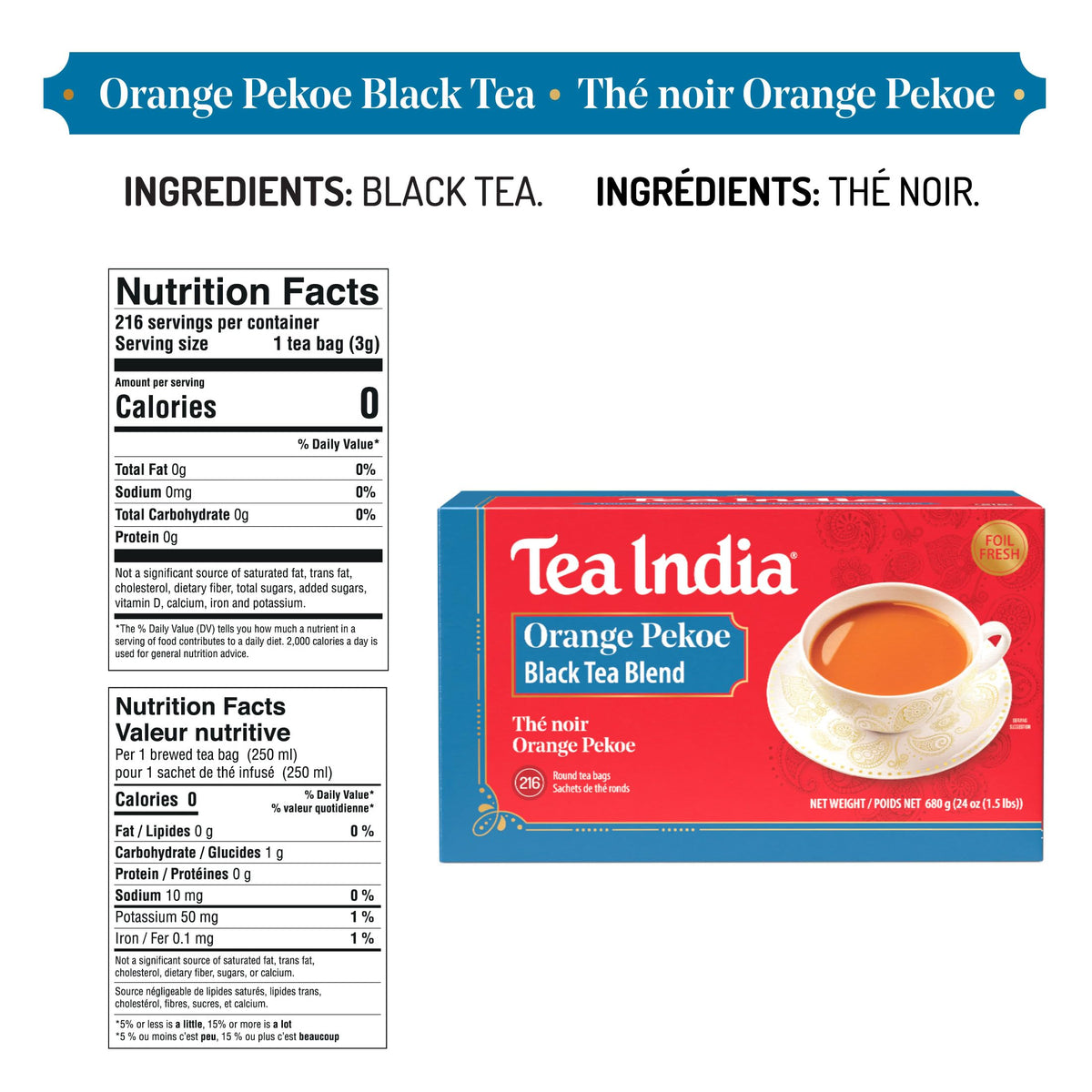 Strong cup of Tea India Orange Pekoe Black Tea ready to enjoy.