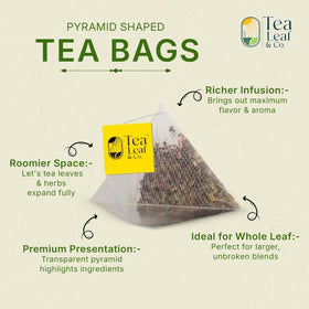 Brewing scene with Tea Leaf & Co. mint green tea in a cup