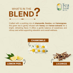 Tea Leaf & Co. green tea leaves close-up, premium quality visible.