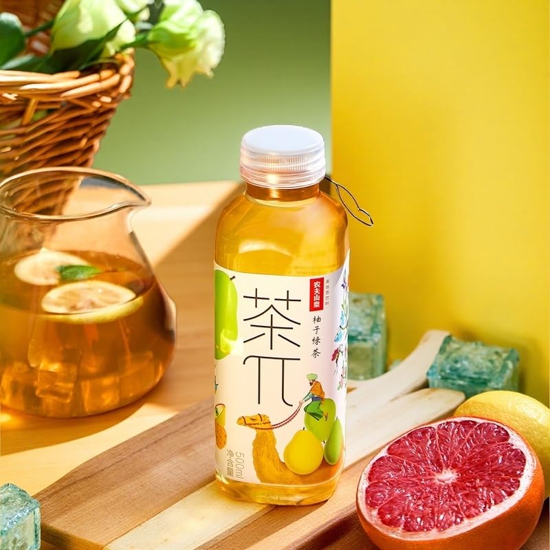Tea PI bottle label highlights sterile production and long shelf life.