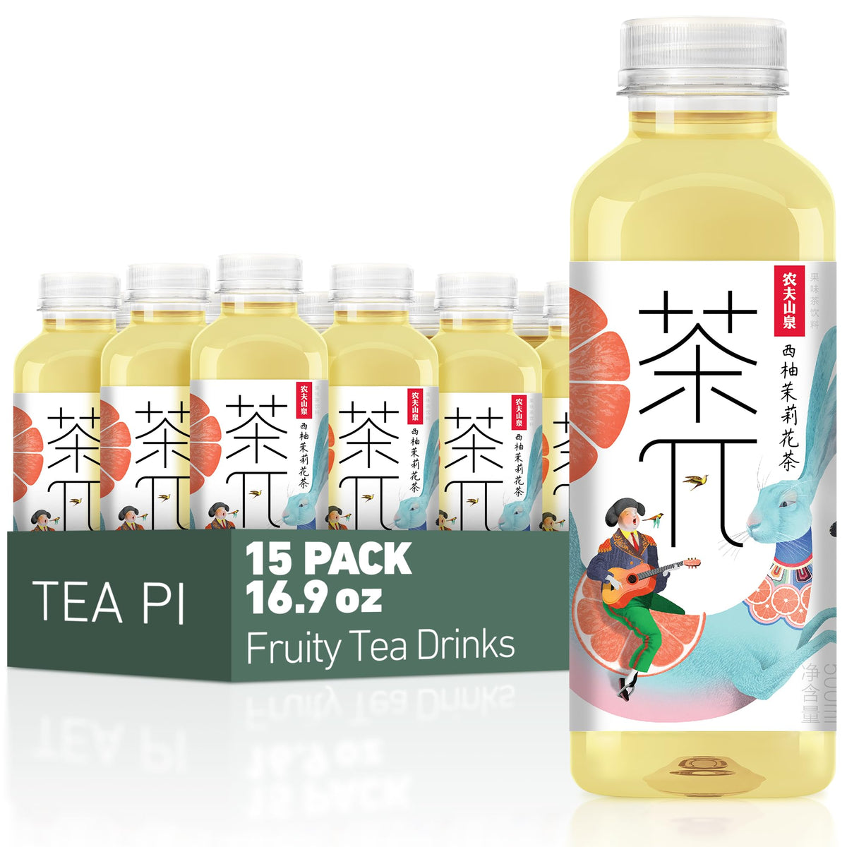 Tea PI Iced Tea Jasmine Green Bottle showing real fruit flavor and refreshing aroma.