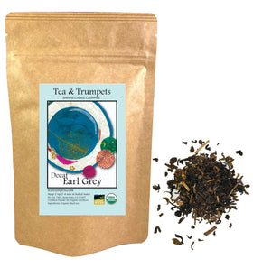 Tea & Trumpets Earl Grey loose-leaf steep showing citrus aroma and flavor.