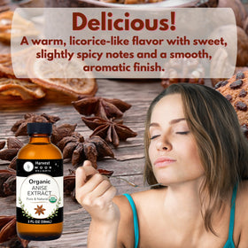 Tea with Harvest Moon Delights anise extract closeup shows warm aromatic infusion.